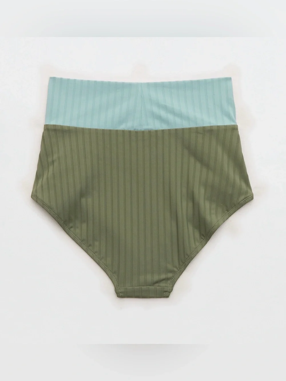 NWT Aerie Ribbed High Waisted Full Coverage Bikini Bottom Olive S